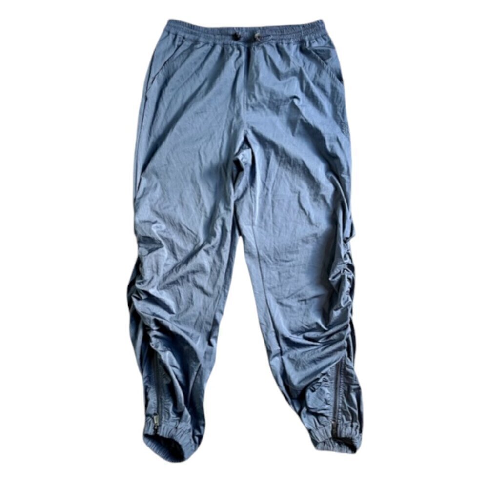FREE PEOPLE Movement Back To The Future Pants Blue High Rise Ankle Zip Ruched Sm